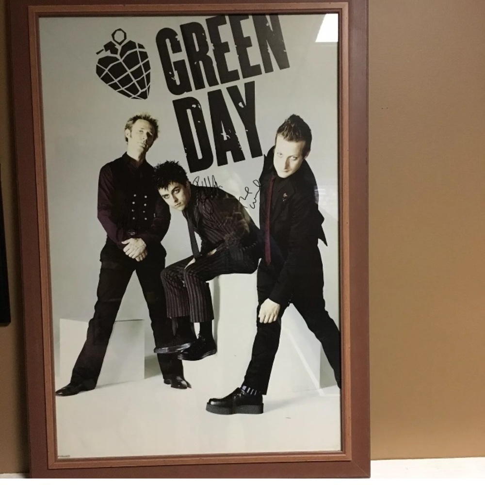 Green Day autographed framed poster